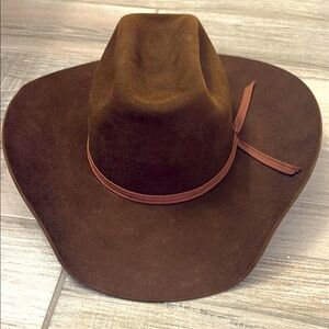 Vintage New Braunfels Brown Suede Cowboy Hat